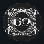 60th wedding anniversary diamond crest large clock<br><div class="desc">A romantic design to celebrate your 60th year of marriage. If you would like any help customising this design please contact me, their is an ask this designer button, just below this text. This sixtieth, 60 years wedding anniversary crest has the text diamond as that is the traditional gift for...</div>