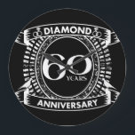 60th wedding anniversary diamond crest large clock<br><div class="desc">A romantic design to celebrate your 60th year of marriage. If you would like any help customising this design please contact me, their is an ask this designer button, just below this text. This sixtieth, 60 years wedding anniversary crest has the text diamond as that is the traditional gift for...</div>