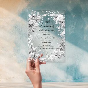 60th wedding anniversary diamond frosted acrylic invitations