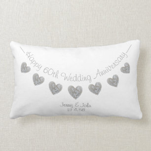 60th Wedding Anniversary diamond heart cushion