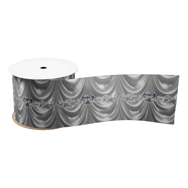 60th Wedding Anniversary Diamond Heart Satin Ribbon (Spool)