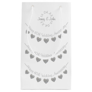 60th Wedding Anniversary diamond heart Small Gift Bag