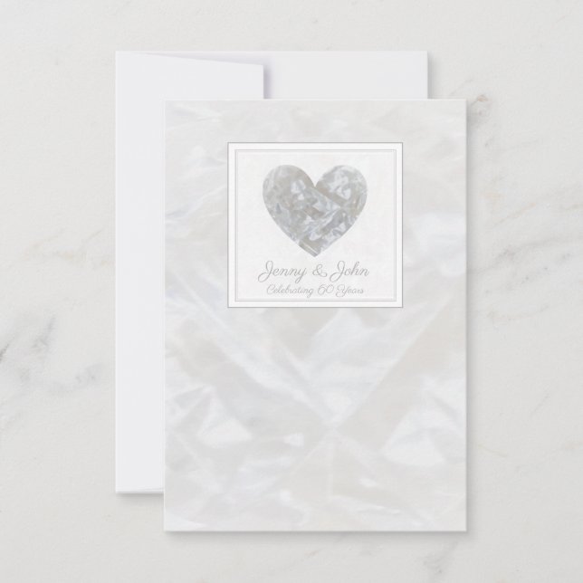 60th Wedding Anniversary diamond heart Thank You Card (Front)