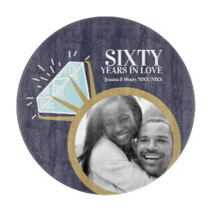 60th wedding anniversary diamond ring blue gold cutting board