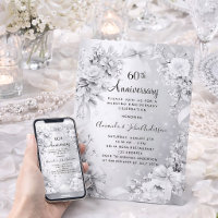 60th wedding anniversary diamond silver floral bow