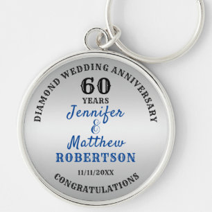 60th  WEDDING ANNIVERSARY Diamond Wedding Editable Key Ring