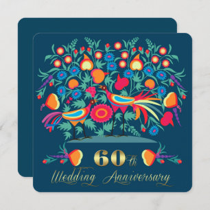 60th Wedding Anniversary Folk Art Invitation