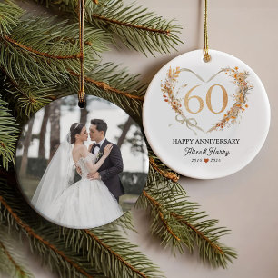 60th Wedding Anniversary Gold Diamonds Keepsake Ornament