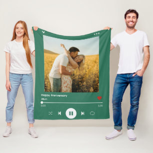 60th wedding anniversary green Photo Song Album Fleece Blanket