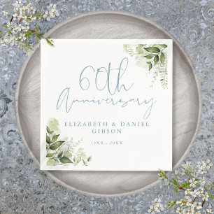 60th Wedding Anniversary Greenery Floral Napkin