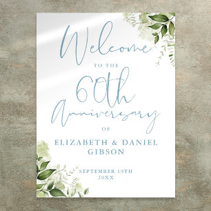 60th Wedding Anniversary Greenery Welcome Sign