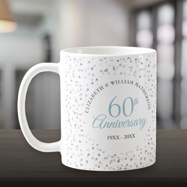 60th Wedding Anniversary Hearts Confetti Coffee Mug (60th Wedding Anniversary Hearts Confetti Coffee Mug)