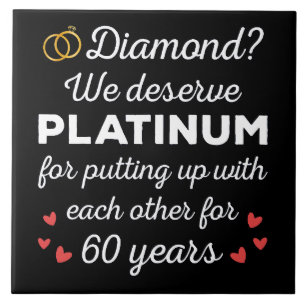 60th Wedding Anniversary I - Diamond Funny Couple Ceramic Tile