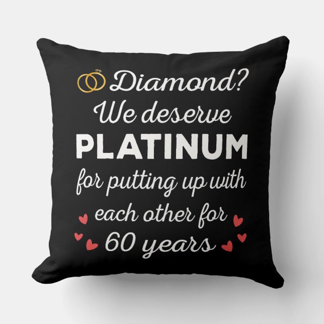 60th Wedding Anniversary I - Diamond Funny Couple Cushion (Front)