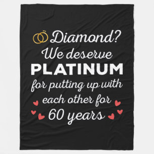 60th Wedding Anniversary I - Diamond Funny Couple Fleece Blanket