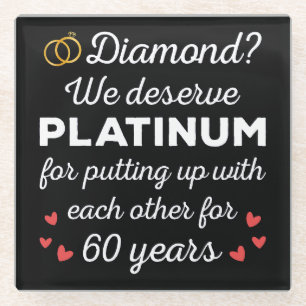 60th Wedding Anniversary I - Diamond Funny Couple Glass Coaster
