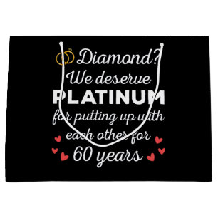60th Wedding Anniversary I - Diamond Funny Couple Large Gift Bag