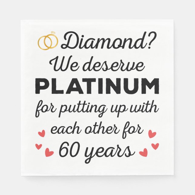 60th Wedding Anniversary I - Diamond Funny Couple Napkin (Front)