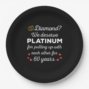 60th Wedding Anniversary I - Diamond Funny Couple Paper Plate