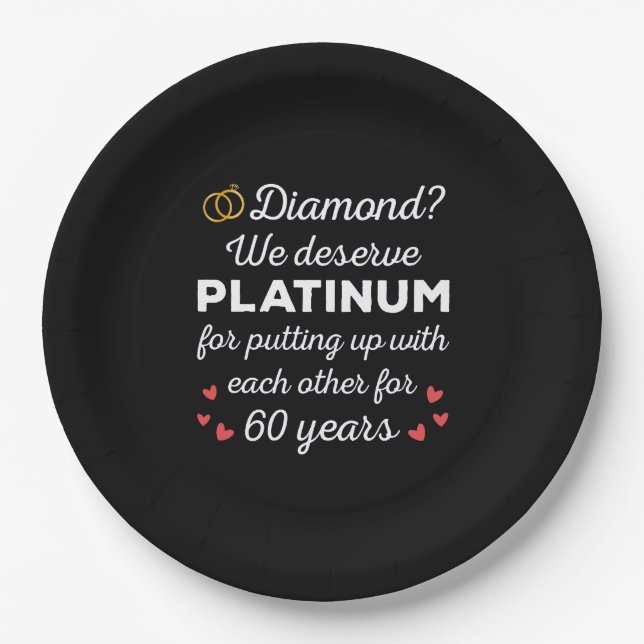 60th Wedding Anniversary I - Diamond Funny Couple Paper Plate (Front)