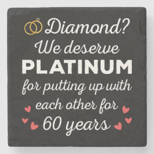 60th Wedding Anniversary I - Diamond Funny Couple Stone Coaster