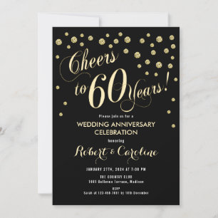 60th Wedding Anniversary Invitation - Black & Gold