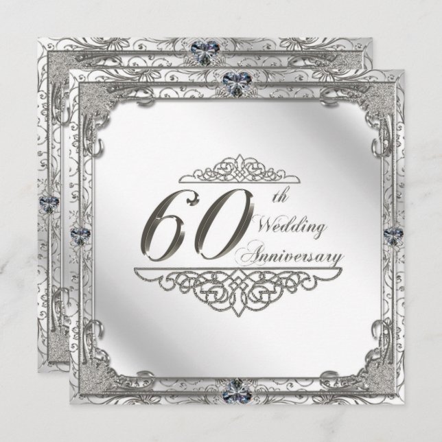 60th Wedding Anniversary Invitation Card (Front/Back)