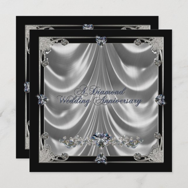 60th Wedding Anniversary Invitation Card (Front/Back)