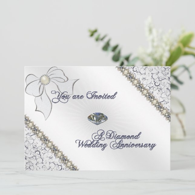 60th Wedding Anniversary Invitation Card (Standing Front)