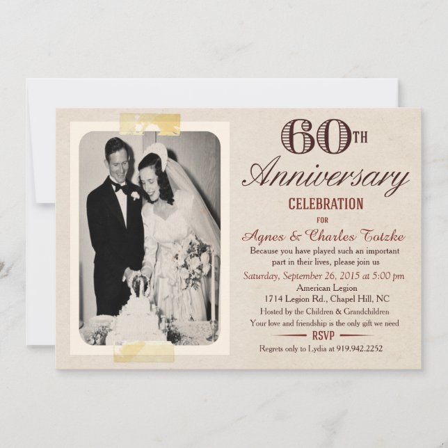 60th Wedding Anniversary Invitation - Custom Photo (Front)