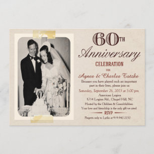 60th Wedding Anniversary Invitation - Custom Photo