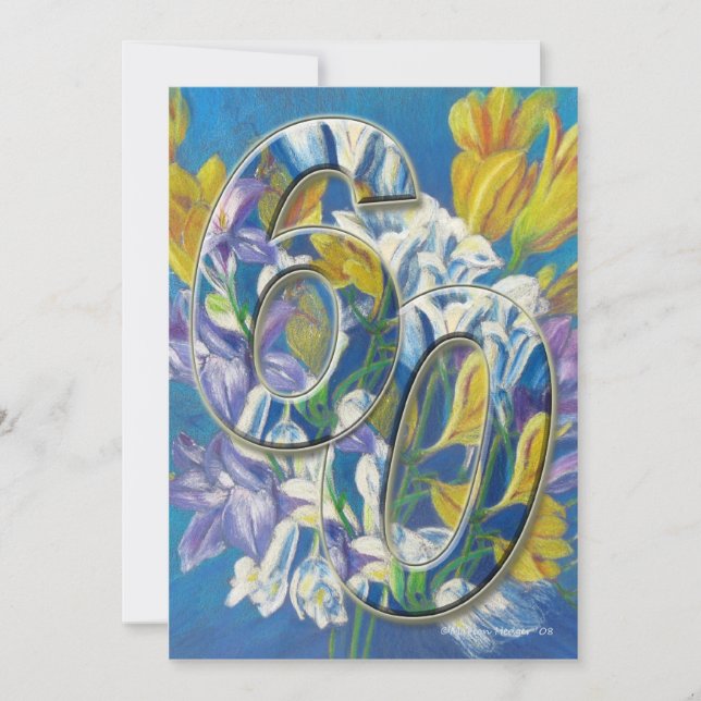 60th Wedding Anniversary Invitation Freesias (Front)