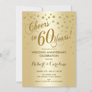 60th Wedding Anniversary Invitation in Gold