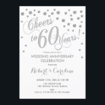 60th Wedding Anniversary Invitation - Silver White<br><div class="desc">60th Wedding Anniversary Invitation
Elegant design with faux glitter silver and white. Cheers to 60 Years!</div>