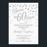 60th Wedding Anniversary Invitation - Silver White<br><div class="desc">60th Wedding Anniversary Invitation
Elegant design with faux glitter silver and white. Cheers to 60 Years!</div>
