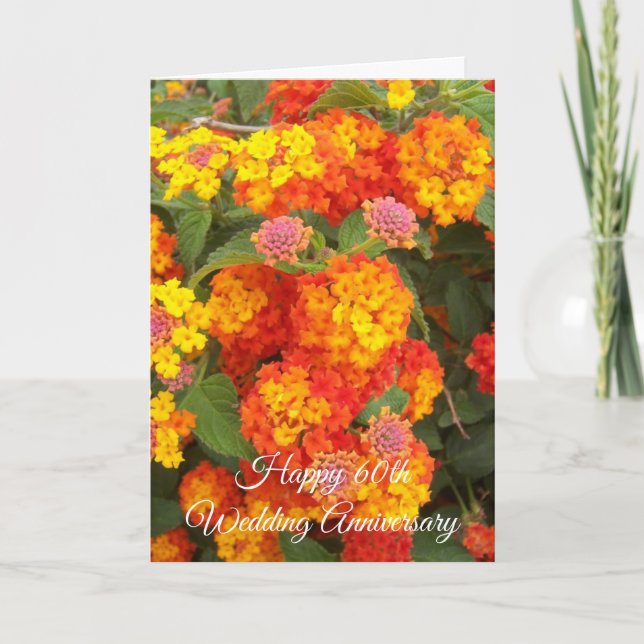 60th Wedding Anniversary Lantana Card (Front)