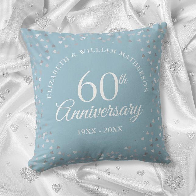 60th Wedding Anniversary Love Hearts Confetti Cushion (60th Wedding Anniversary Love Hearts Confetti Throw Pillow)