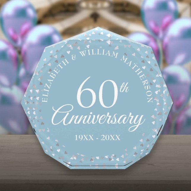 60th Wedding Anniversary Love Hearts Confetti Photo Block (60th Wedding Anniversary Love Hearts Confetti Photo Block)