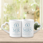 60th Wedding Anniversary Mr Mrs Right Coffee Mug Set<br><div class="desc">Customise the names and dates to create a fun and unique gift to celebrate any wedding anniversary. Designed by Thisisnotme©</div>