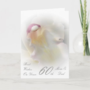 60th Wedding Anniversary Mum & Dad White Orchid Card