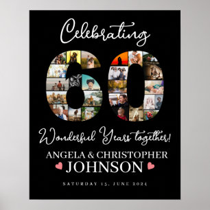 60th Wedding Anniversary Photo Collage party Sign