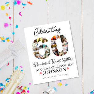 60th Wedding Anniversary Photo Collage party Sign