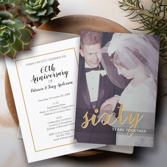 60th Wedding Anniversary & Photo Invitation (Wedding Anniversary Invitation)