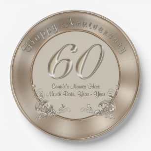 60th Wedding Anniversary Plates with NAMES, DATE
