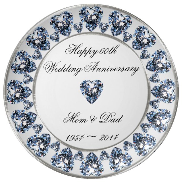 60th Wedding Anniversary Porcelain Plate (Front)