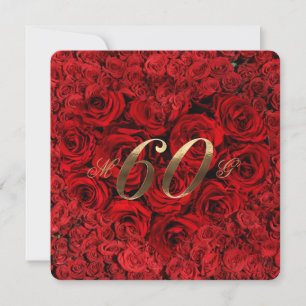 60th Wedding Anniversary Red Roses Heart Elegant I Invitation