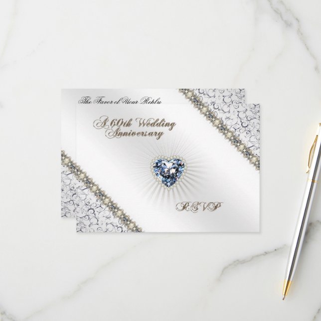 60th Wedding Anniversary RSVP Card (Front/Back In Situ)