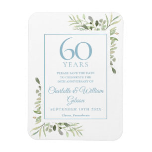 60th Wedding Anniversary Save the Date Greenery Magnet