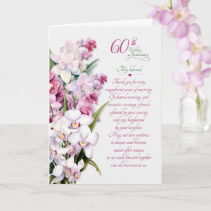 60th Wedding Anniversary Sentimental Orchids Card