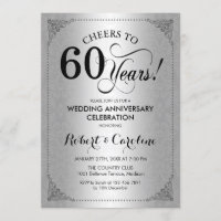 60th Wedding Anniversary - Silver Black Damask